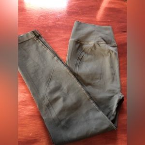Sage/Olive yoga pant with ankle detail.